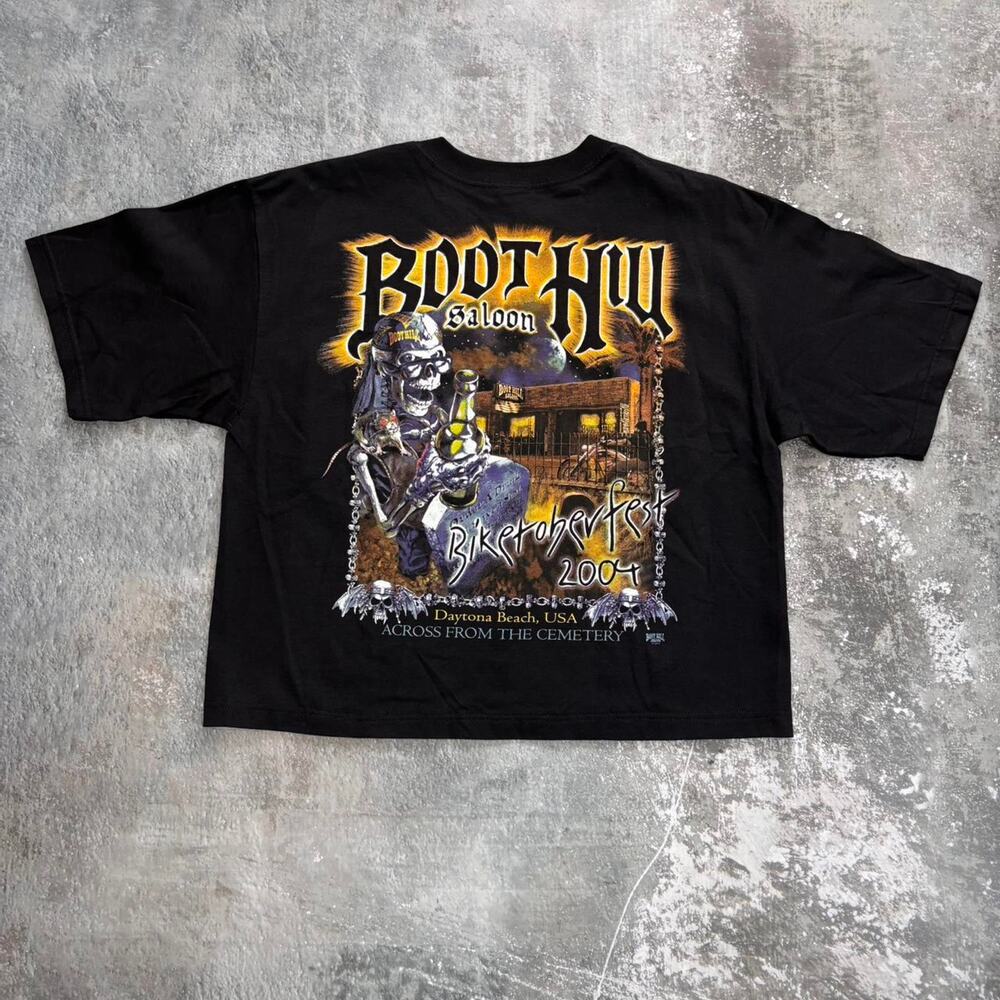 Vintage Boot Hill Saloon Biketober Fest T Shirt! Skeleton Cemetery Size Large.